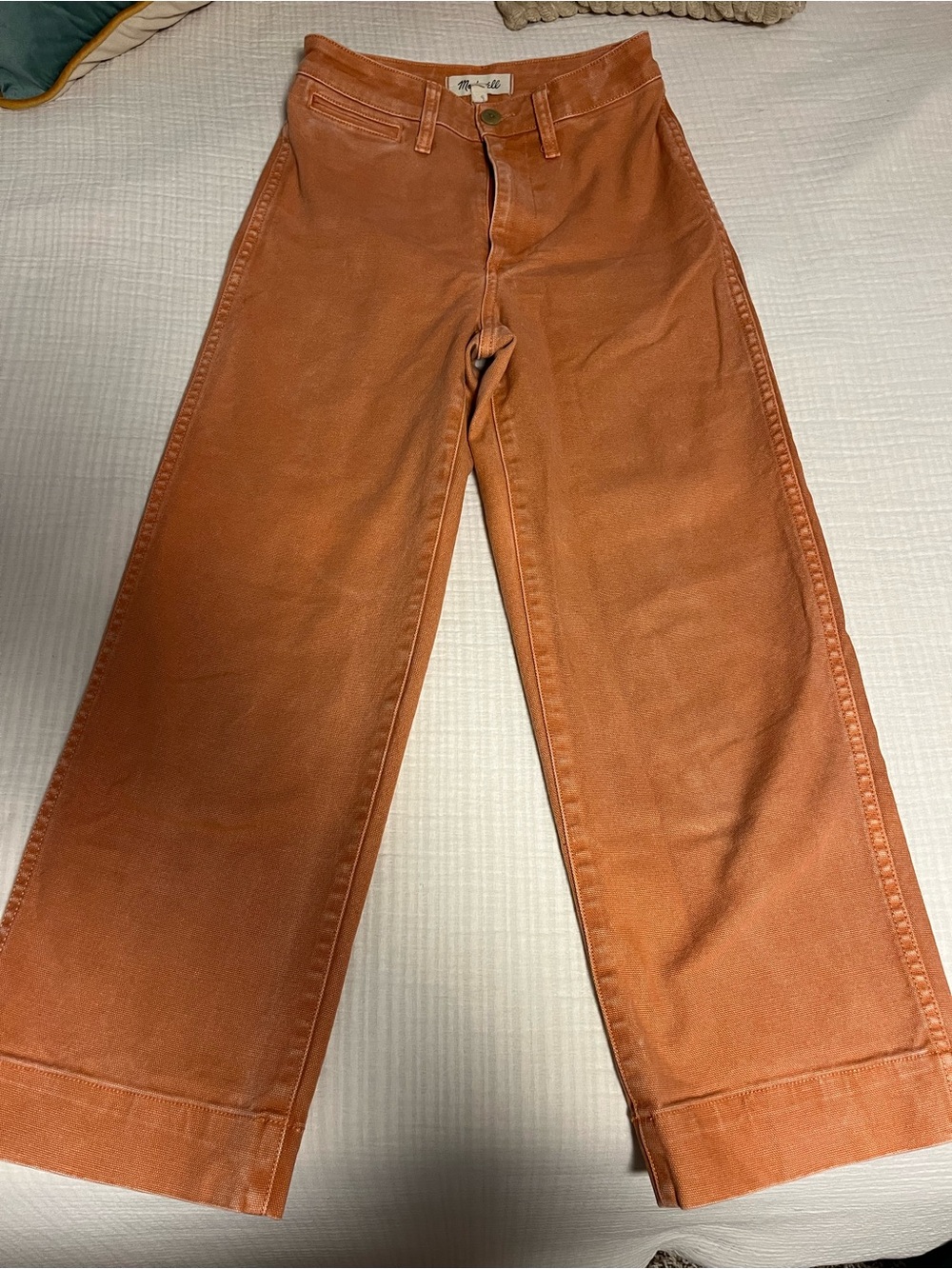 Size 23 Woman’s Madewell Peach Coral Wash Cropped Wide Leg Jean